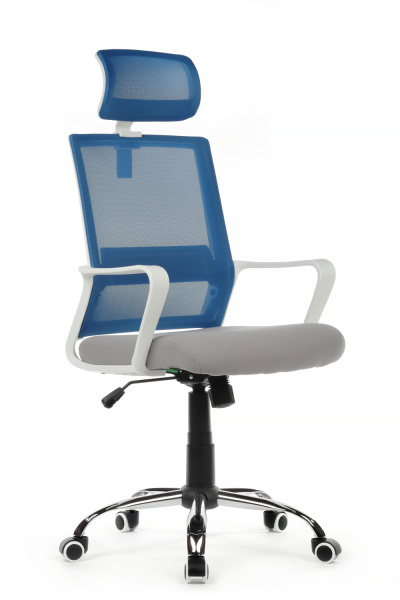 Кресло Mint RCH 1029HW Белый пластик/Синяя сетка (Синий)