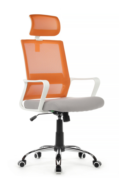 Кресло Mint RCH 1029HW Белый пластик/Оранжевая сетка (Серый)